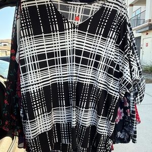 Lane Bryant Black and White Plaid Blouse